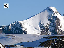 The final section of the east ridge of Gertvasstind seen from Sognefjellsveien road