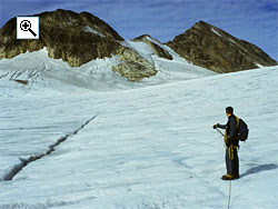 Uranosbreen is one of the few south facing glaciers in Jotunheimen