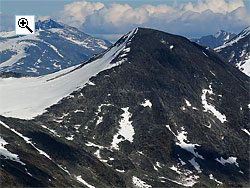 Midtre H&oslash;gvagltind seen from Vestre Rauddalstind to the west