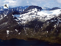 The south side of Visbretind as seen from Skarddalseggi rising above Langvatnet lake