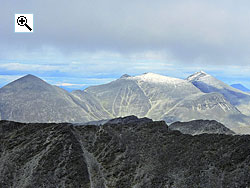 The cone of Digerronden on the left, the two peaks of Midtronden in the middle and Høgronden on the right, as seen from Sagtinden