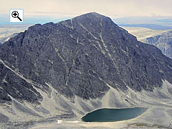 Sagtinden from the south east showing the south arete on the left and the north ridge on the right
